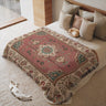 Vibrant Floral and Leaf Patterned Pink Woven Blanket