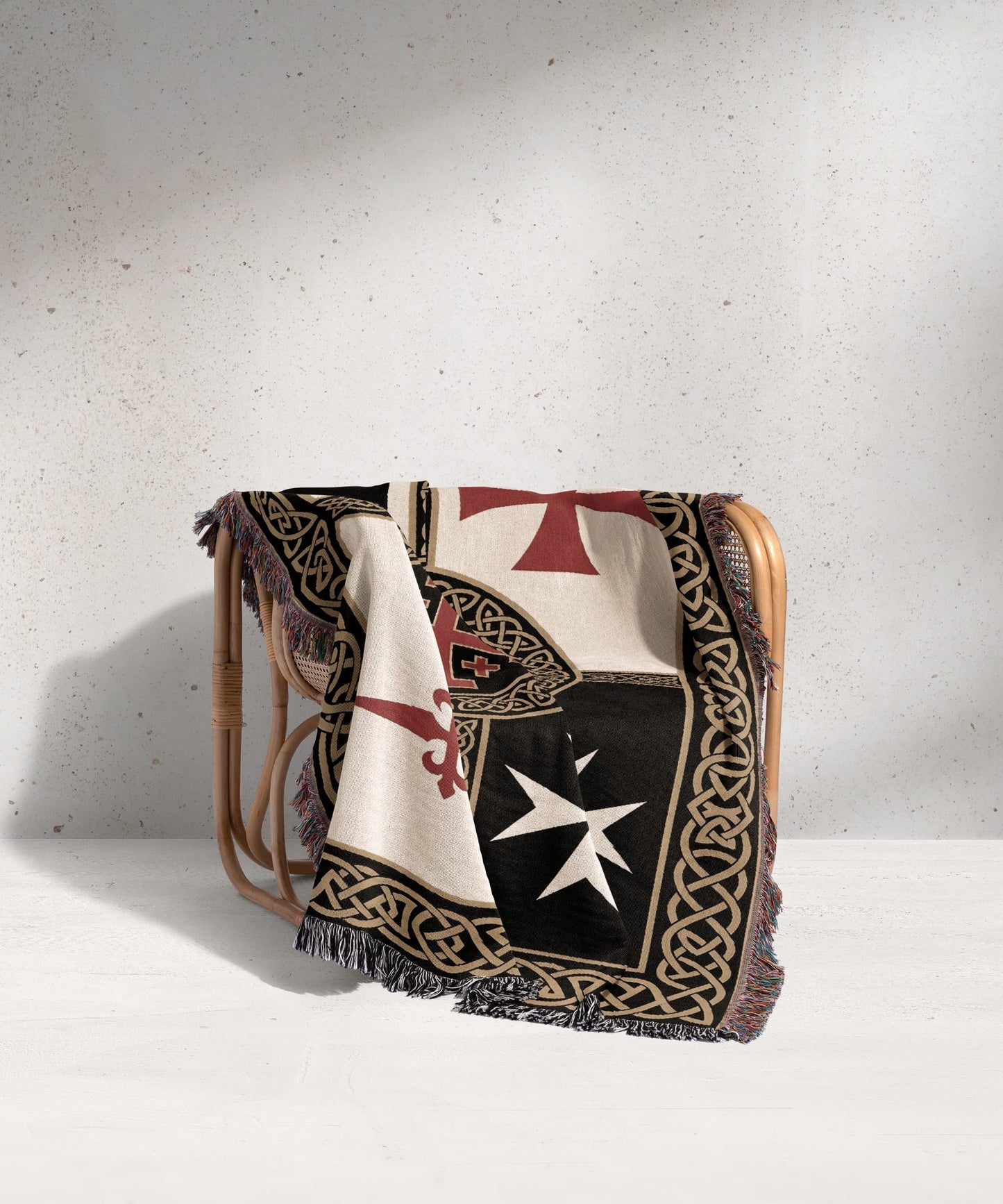 MyDesigns Crusader Orders Medieval Blanket – Santiago Templar Hospitaller Teutonic Woven Throw jacquard woven blanket