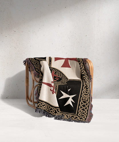 MyDesigns Crusader Orders Medieval Blanket – Santiago Templar Hospitaller Teutonic Woven Throw jacquard woven blanket