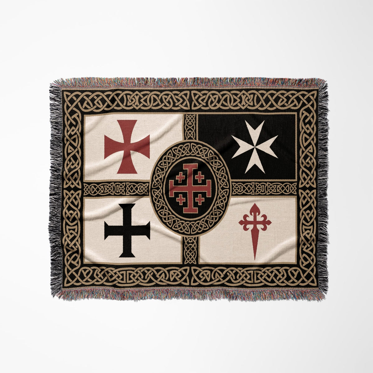 MyDesigns Crusader Orders Medieval Blanket – Santiago Templar Hospitaller Teutonic Woven Throw jacquard woven blanket
