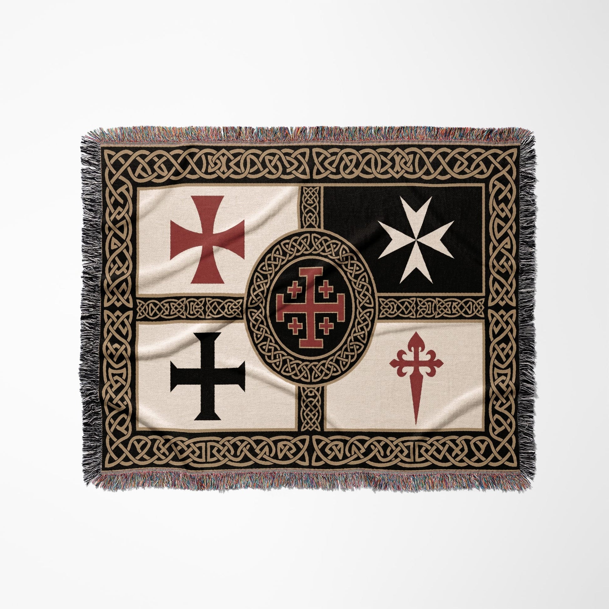 MyDesigns Crusader Orders Medieval Blanket – Santiago Templar Hospitaller Teutonic Woven Throw jacquard woven blanket