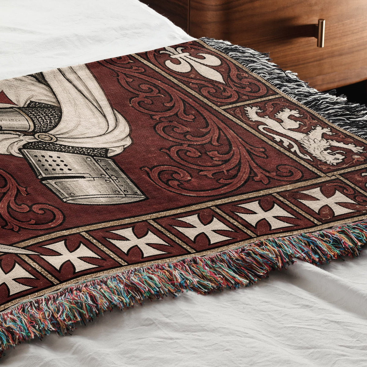 MyDesigns Knight Duel Woven Blanket – Knights Templar Sword Fight Medieval Throw jacquard woven blanket
