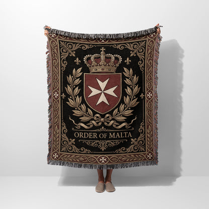 CalmNestStyle Order of Malta Laurel Wreath Crest Woven Blanket jacquard woven blanket