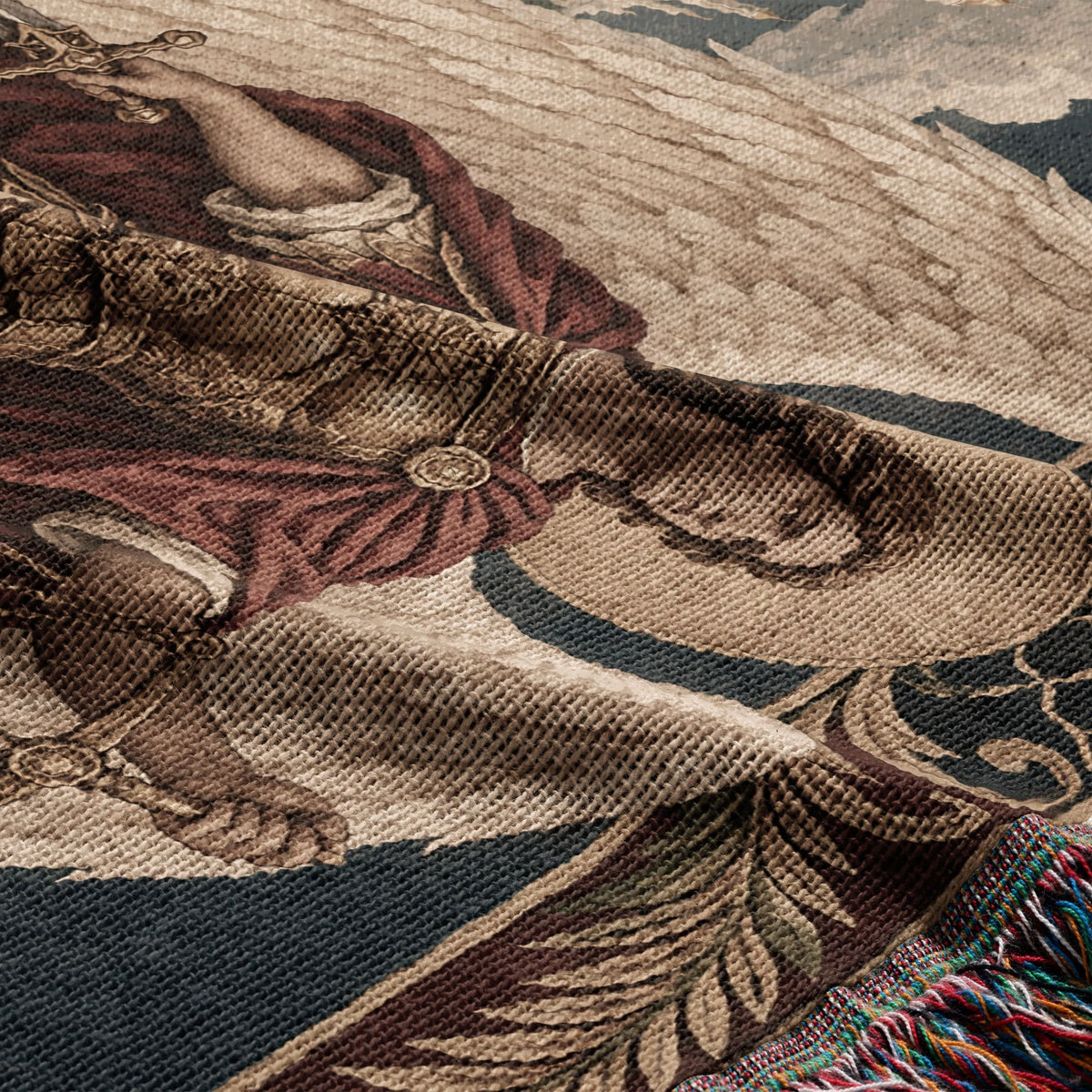 CalmNestStyle Saint Michael and His Knights jacquard woven blanket