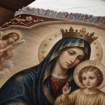 CalmNestStyle Mary, Queen of Heaven jacquard woven blanket