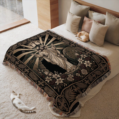 Religious Art Design with Cross Zig Zag Pattern Blanket