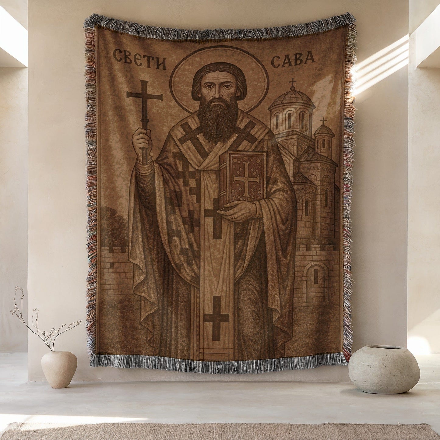 Saint Depiction Blanket for Elegant Home Decor