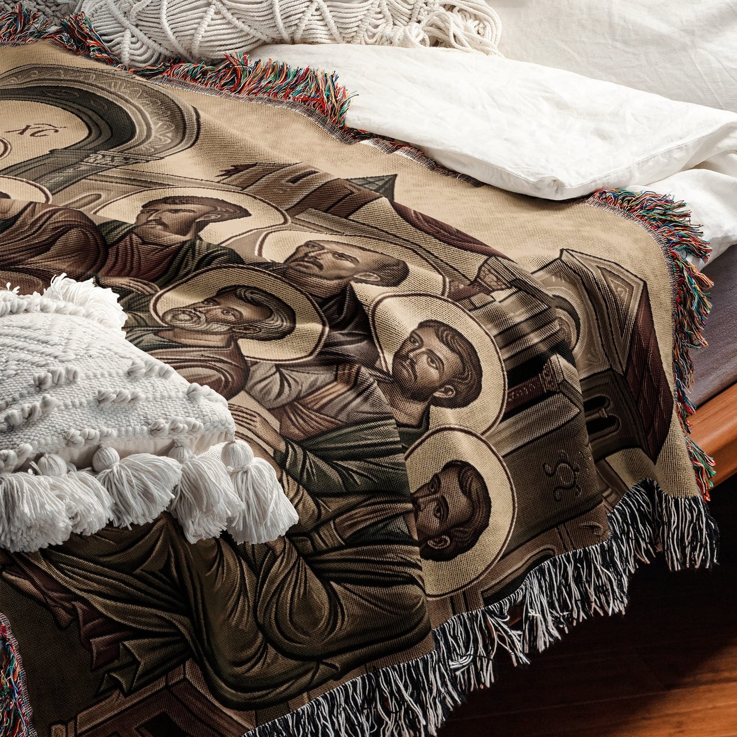 MyDesigns Holy City Last Supper Horizontal Tapestry - Byzantine Icon jacquard woven blanket