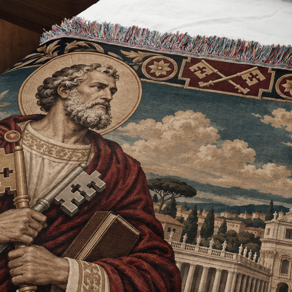 CalmNestStyle Saint Peter Prince of the Apostles jacquard woven blanket