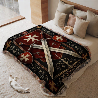 Medieval Swords and Crests Design Blanket Textile