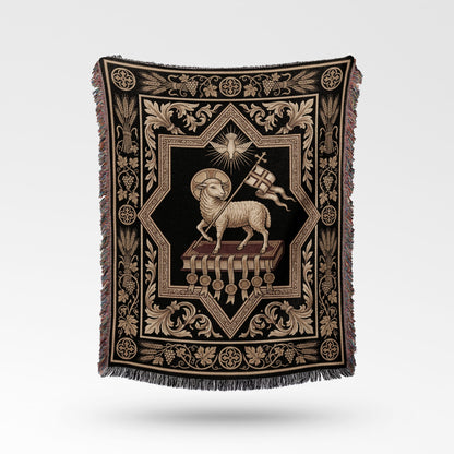 CalmNestStyle Agnus Dei Ornate Woven Blanket jacquard woven blanket