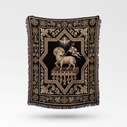CalmNestStyle Agnus Dei Ornate Woven Blanket jacquard woven blanket