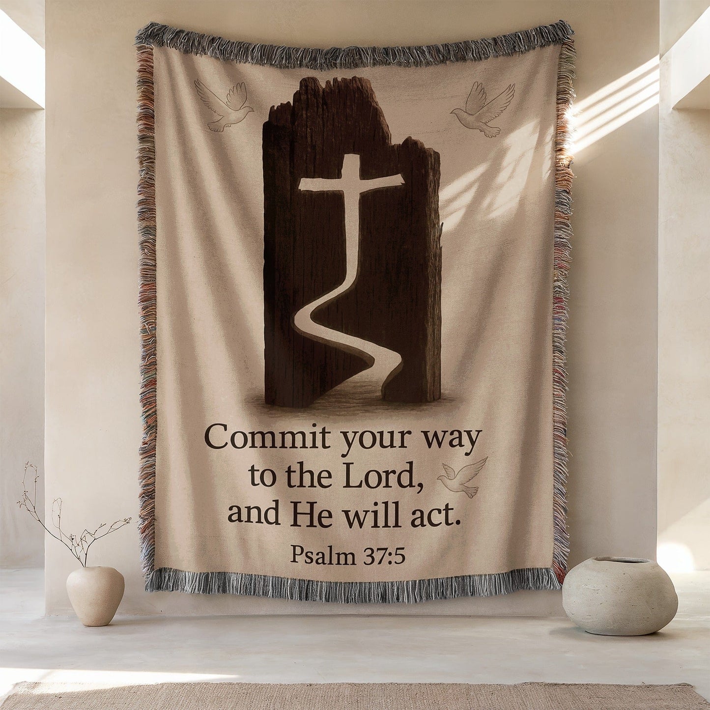 Inspirational Psalm 37:5 Christian Wall Art Blanket