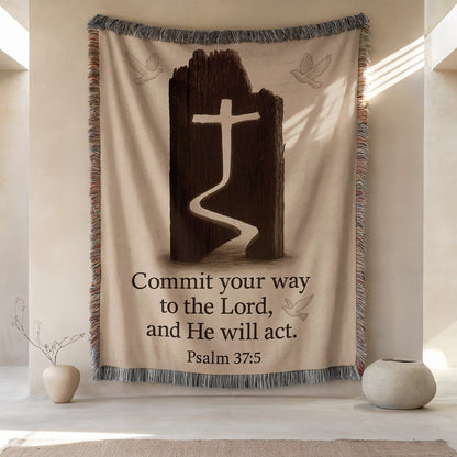 Inspirational Psalm 37:5 Christian Wall Art Blanket
