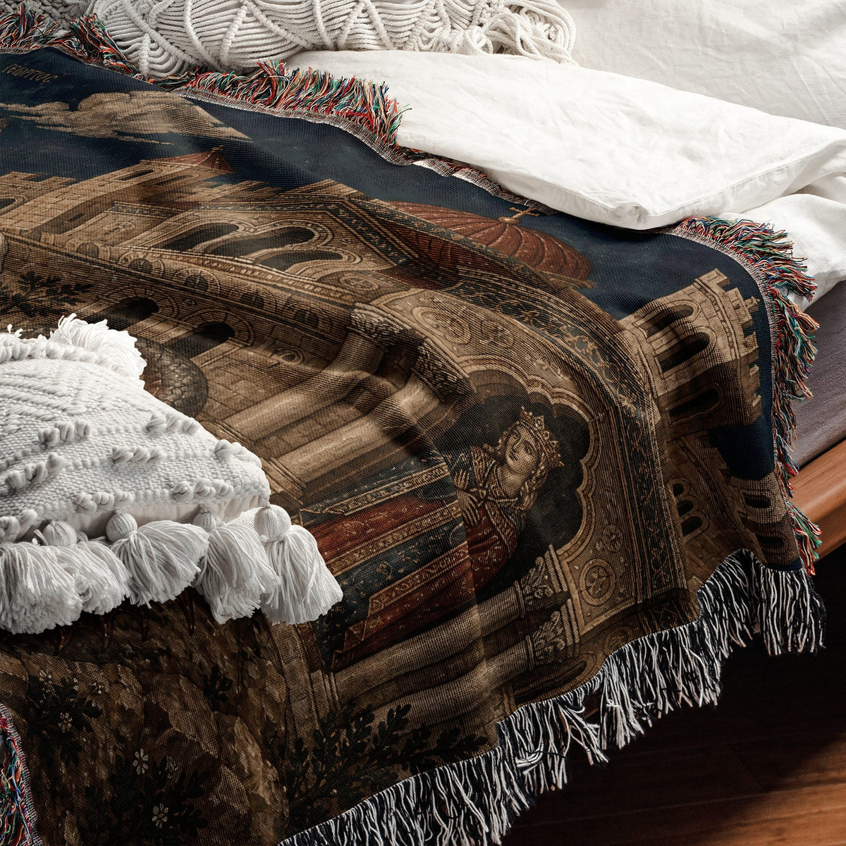 CalmNestStyle Saint George Byzantine Icon jacquard woven blanket