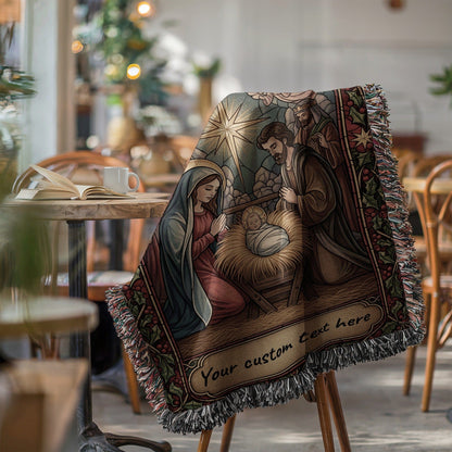 Personalized Nativity Scene Custom Text Blanket