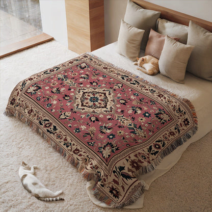 Persian-Inspired Floral Design Throw Blanket