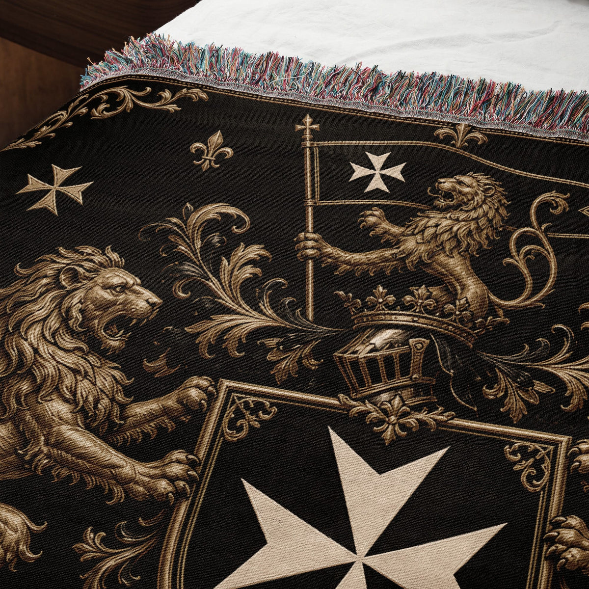 CalmNestStyle Order of Saint John Hospitallers Gold Banner Crest Woven Blanket jacquard woven blanket
