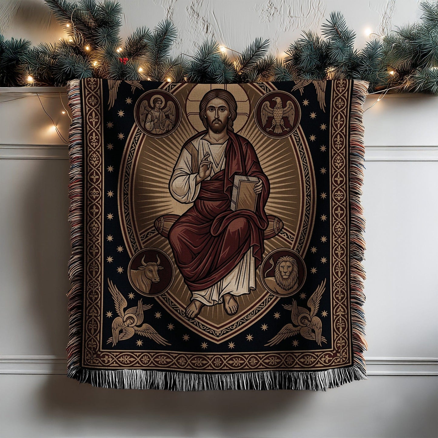 Iconic Religious Symbols Decorative Tapestry Blanket