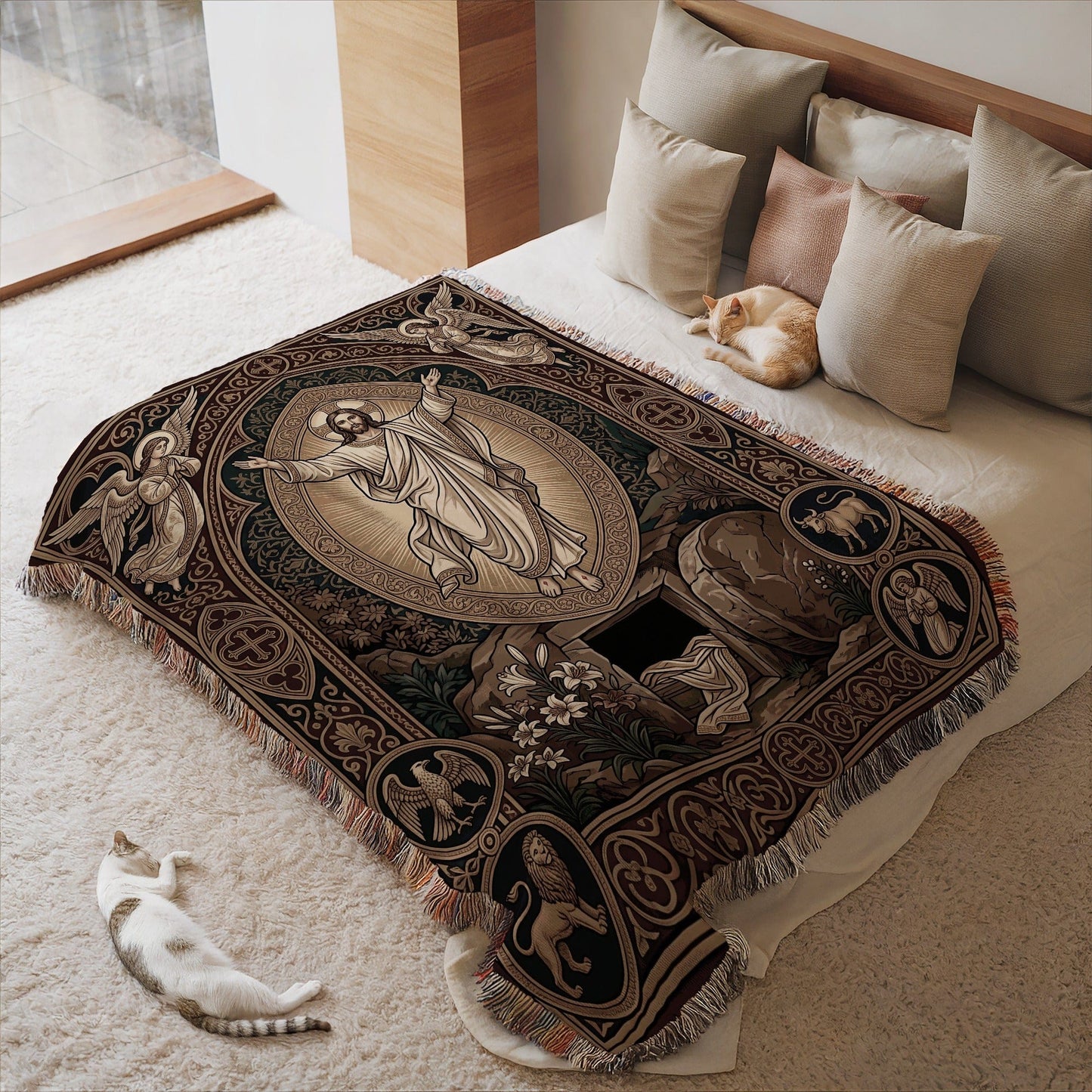 Religious Themed Art Blanket with Christian Iconography