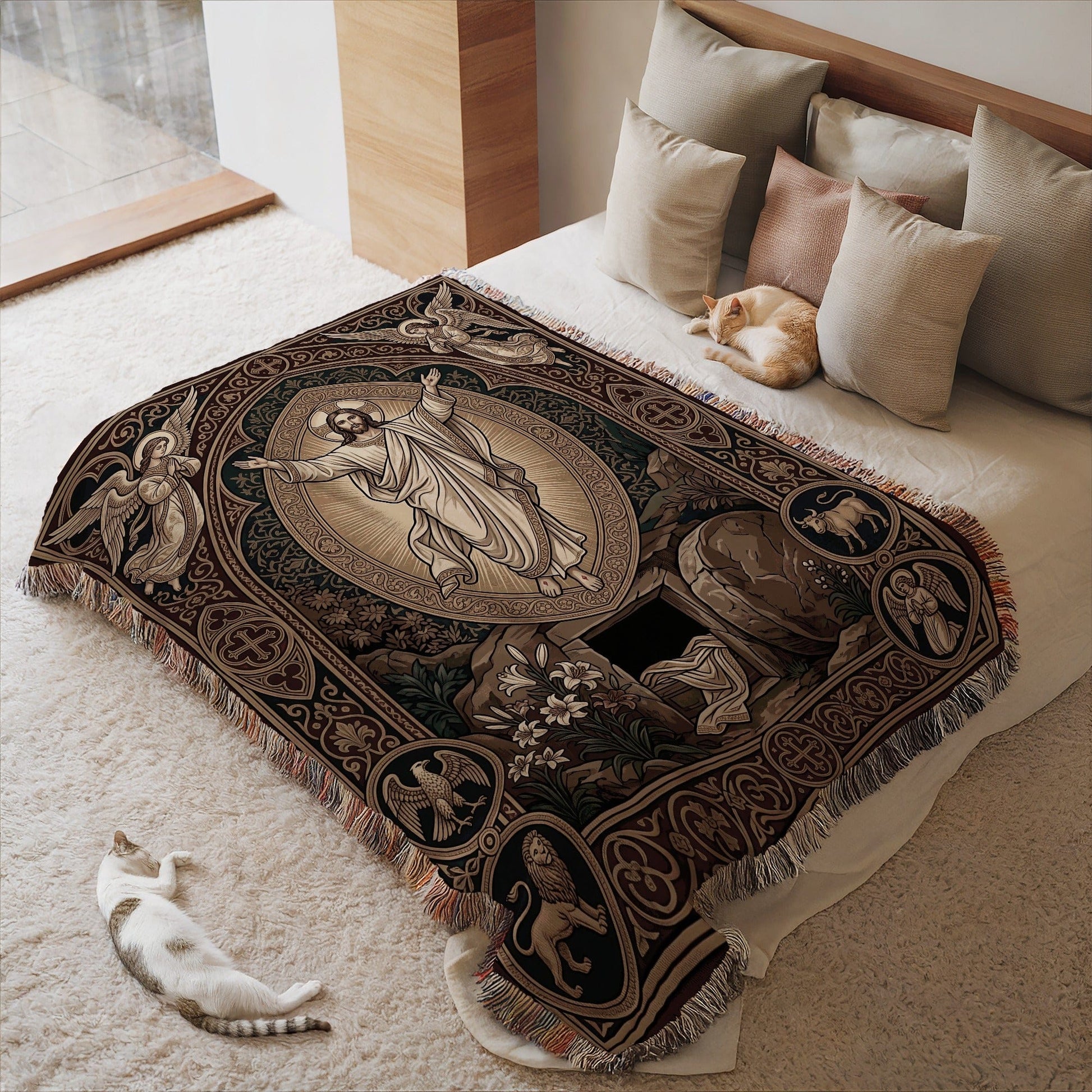 Religious Themed Art Blanket with Christian Iconography