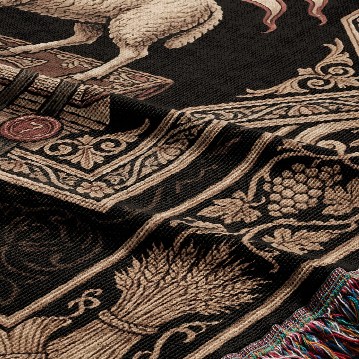 CalmNestStyle Divine Grace Ornate Lamb Woven Blanket jacquard woven blanket