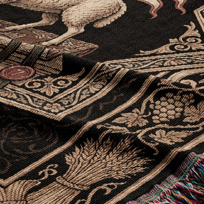 CalmNestStyle Divine Grace Ornate Lamb Woven Blanket jacquard woven blanket
