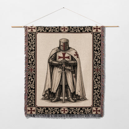 CalmNestStyle Templar Knight Standing Guard Woven Blanket jacquard woven blanket