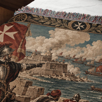 CalmNestStyle Knights of Malta Cannons on the Harbor Walls Woven Blanket jacquard woven blanket