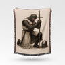 Kneeling Knight Sword In Prayer Templar Woven Blanket
