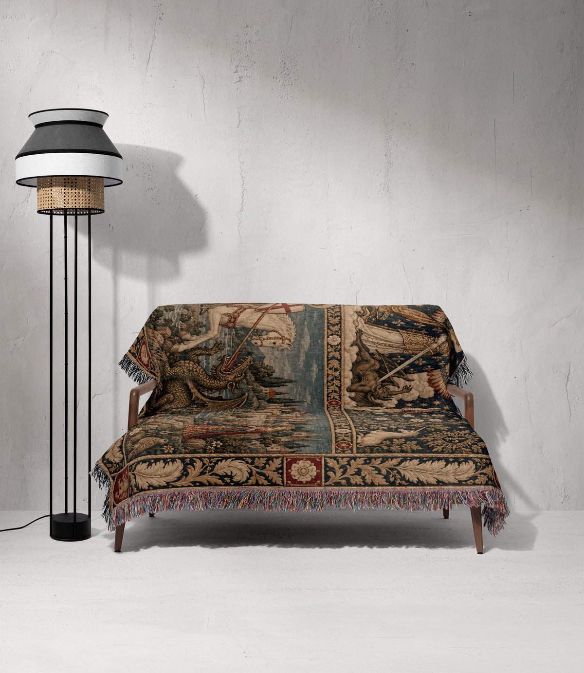 CalmNestStyle Saint George and Saint Michael jacquard woven blanket