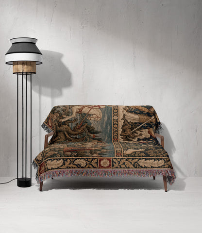 CalmNestStyle Saint George and Saint Michael jacquard woven blanket
