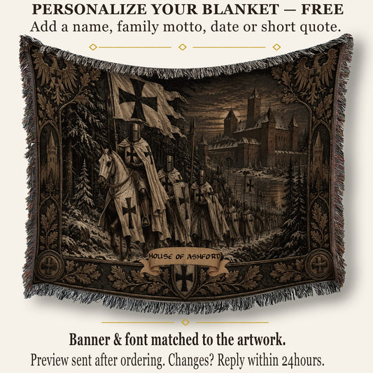 MyDesigns Teutonic Order – Black Cross and Fortress jacquard woven blanket