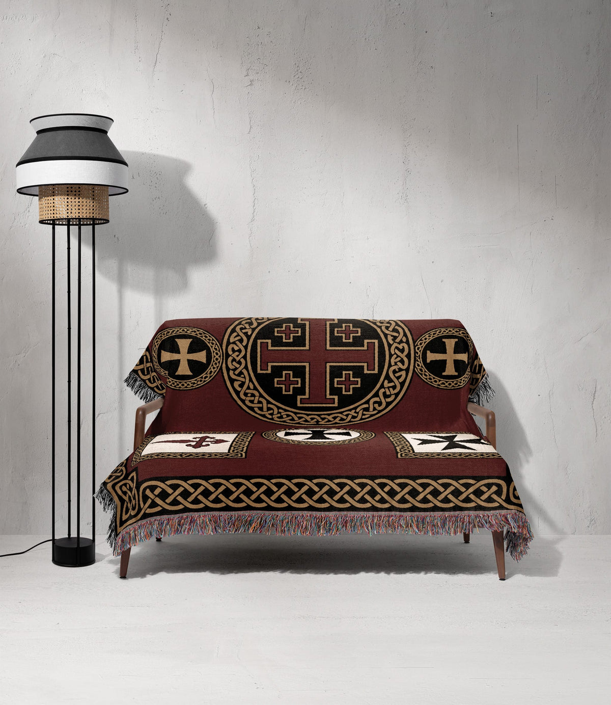 MyDesigns Military Orders Tapestry – Gold Jerusalem Cross Medallion Woven Blanket jacquard woven blanket
