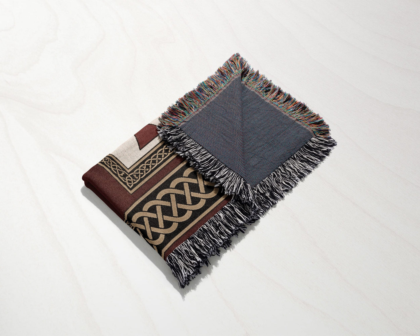 MyDesigns Medieval Tapestry Woven Throw – Burgundy Jerusalem Cross Medallion Blanket jacquard woven blanket