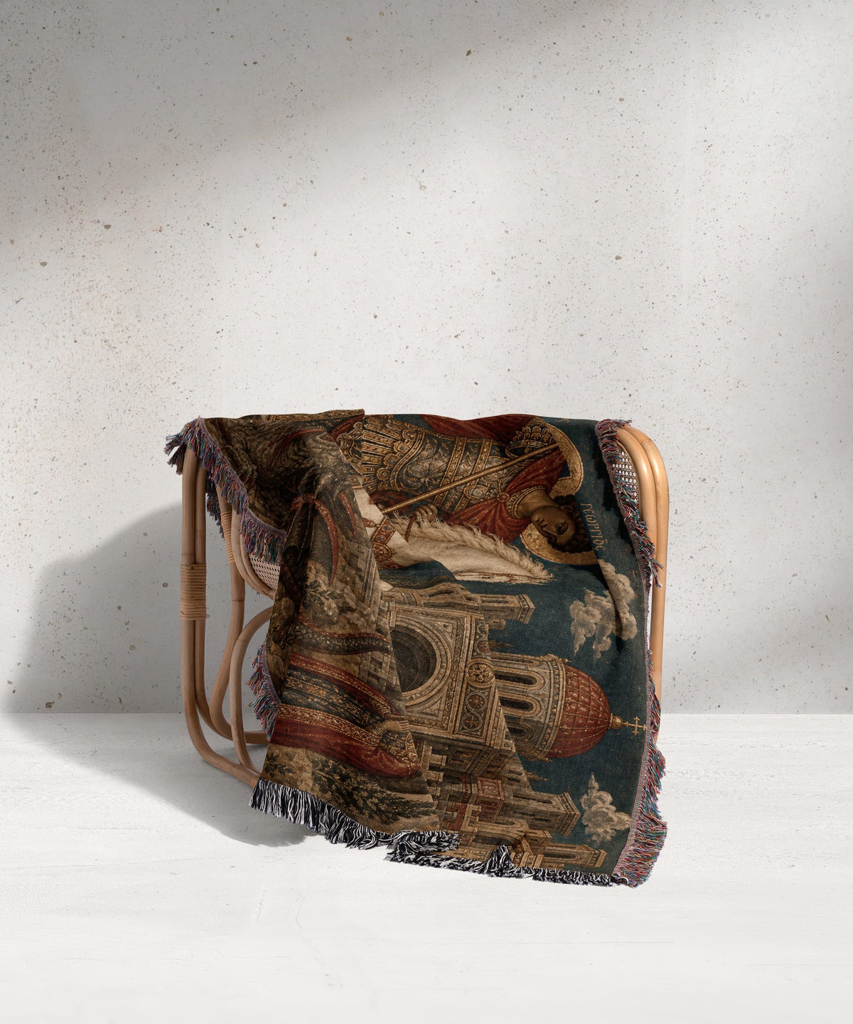 CalmNestStyle Saint George Icon With the Princess jacquard woven blanket
