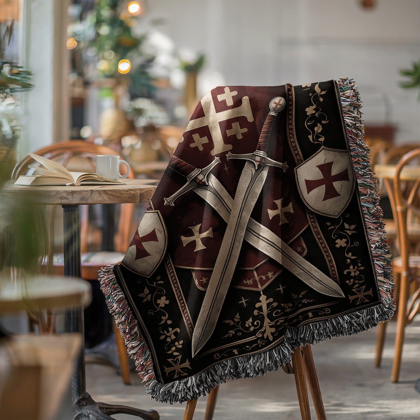 Medieval Knights Cross Swords and Shields Blanket