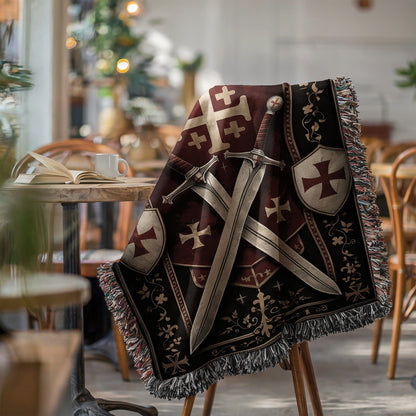 Medieval Knights Cross Swords and Shields Blanket