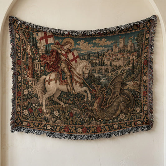 CalmNestStyle Saint George The Red Cross Banner jacquard woven blanket