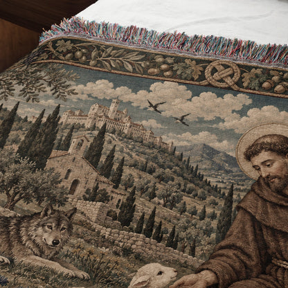 CalmNestStyle Saint Francis and the Animals jacquard woven blanket