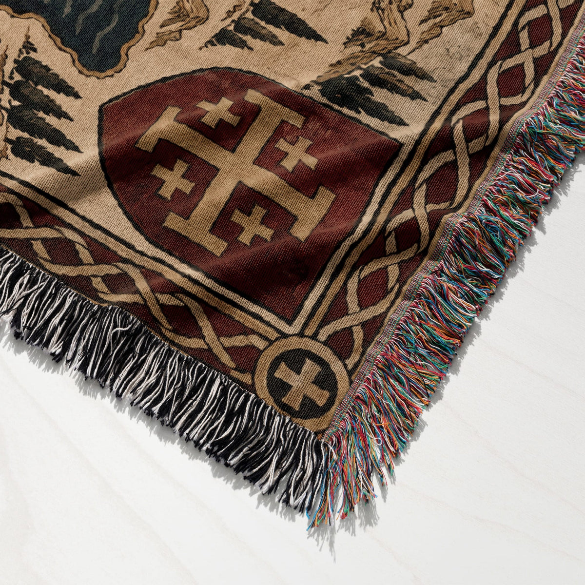 CalmNestStyle Crusader Sea Route Map I Eagle and Jerusalem Shields jacquard woven blanket