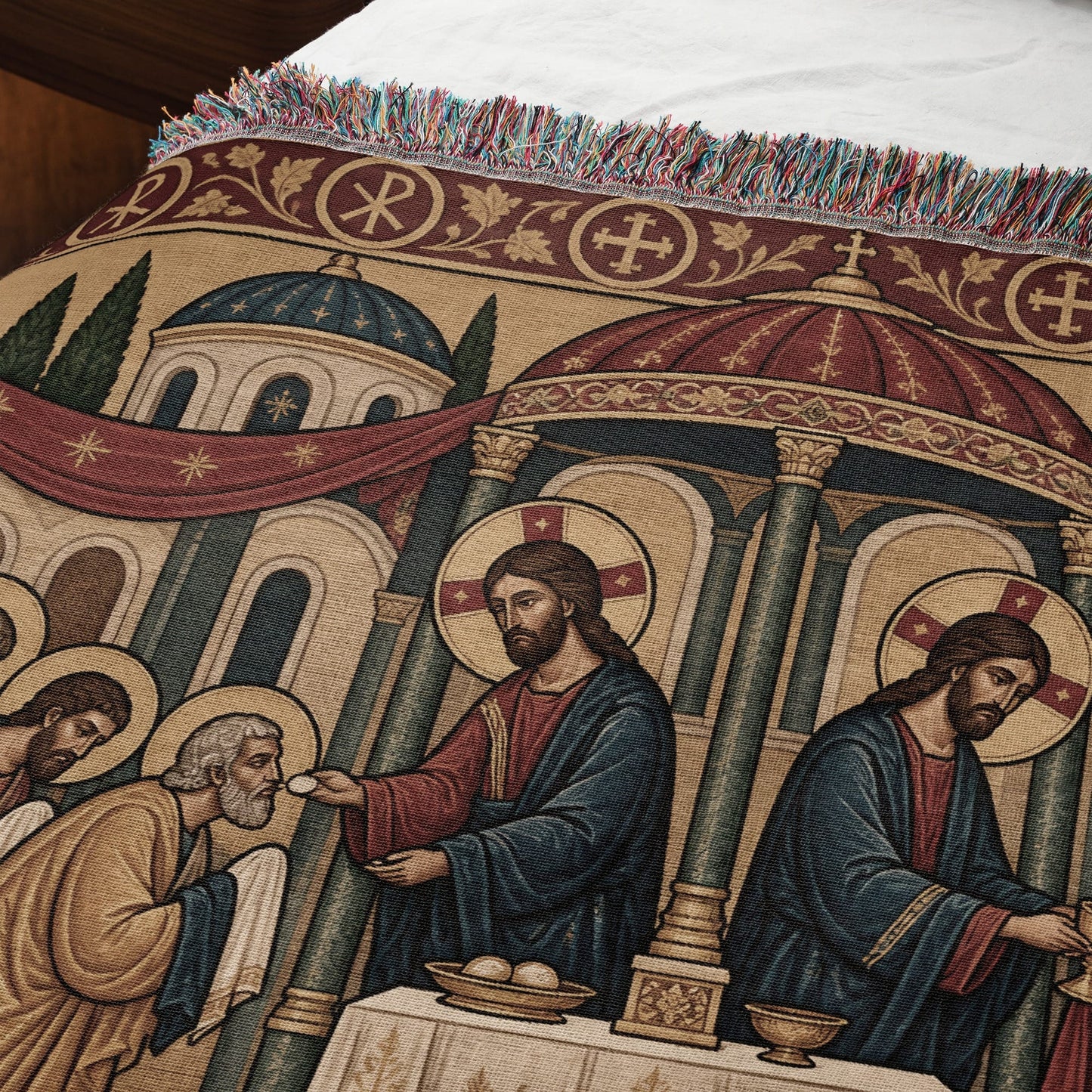 MyDesigns Personalized Communion Horizontal Tapestry - Custom Name Icon jacquard woven blanket