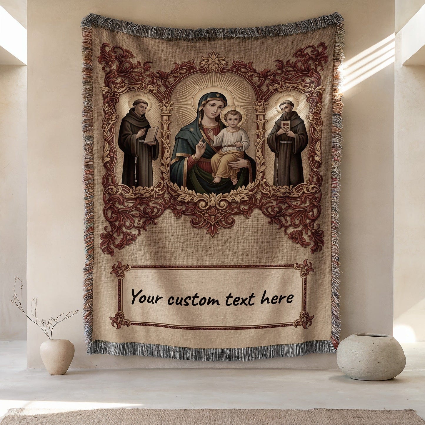 Religious Art Custom Text Blanket Tapestry