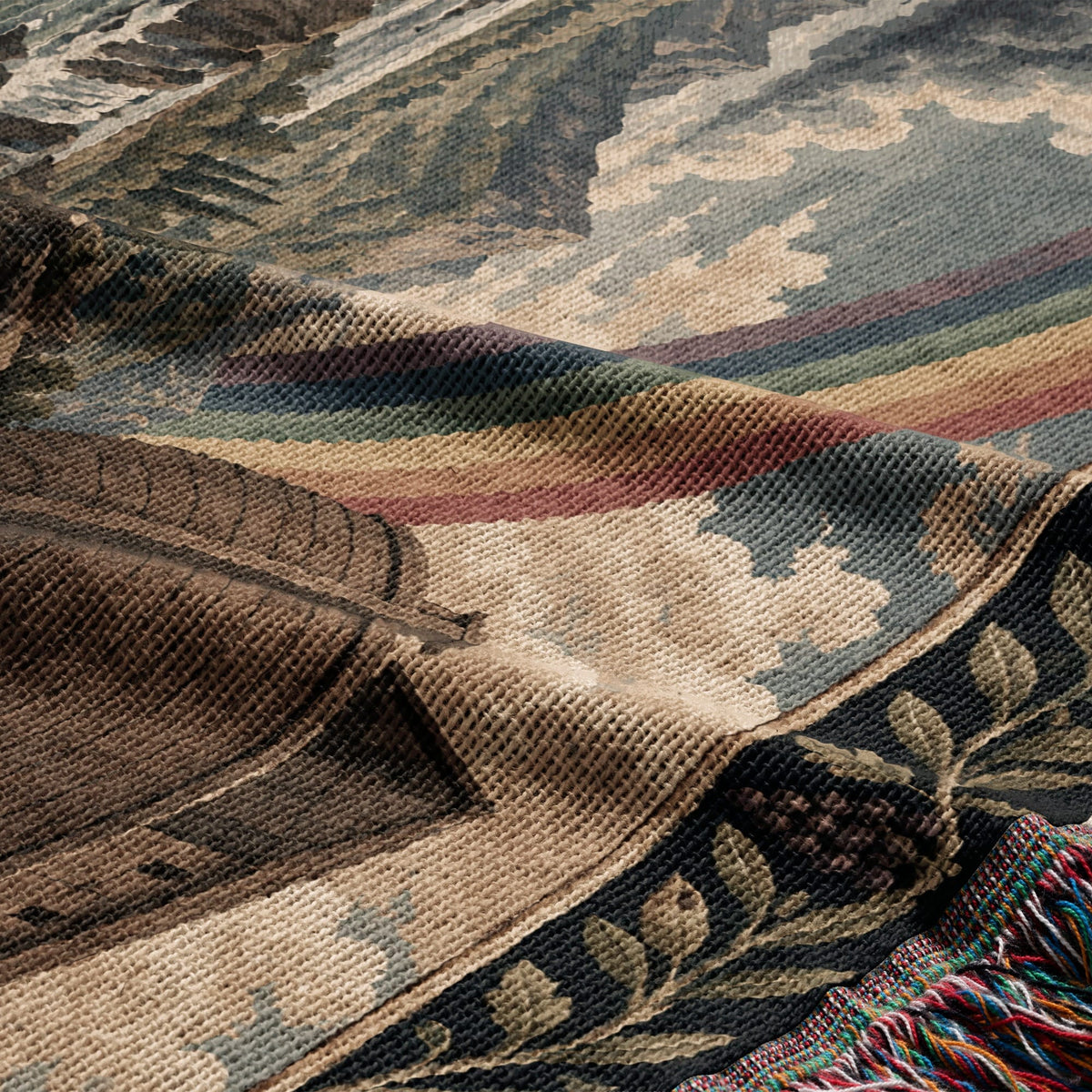 CalmNestStyle Noahs Ark with Rainbow and Dove jacquard woven blanket
