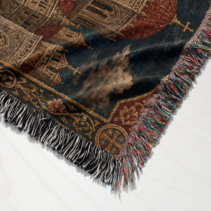 CalmNestStyle Saint George Icon With Gold Halo jacquard woven blanket