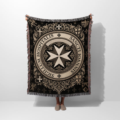 CalmNestStyle Sigillum Hospitalis Sancti Ioannis Maltese Cross Woven Blanket jacquard woven blanket