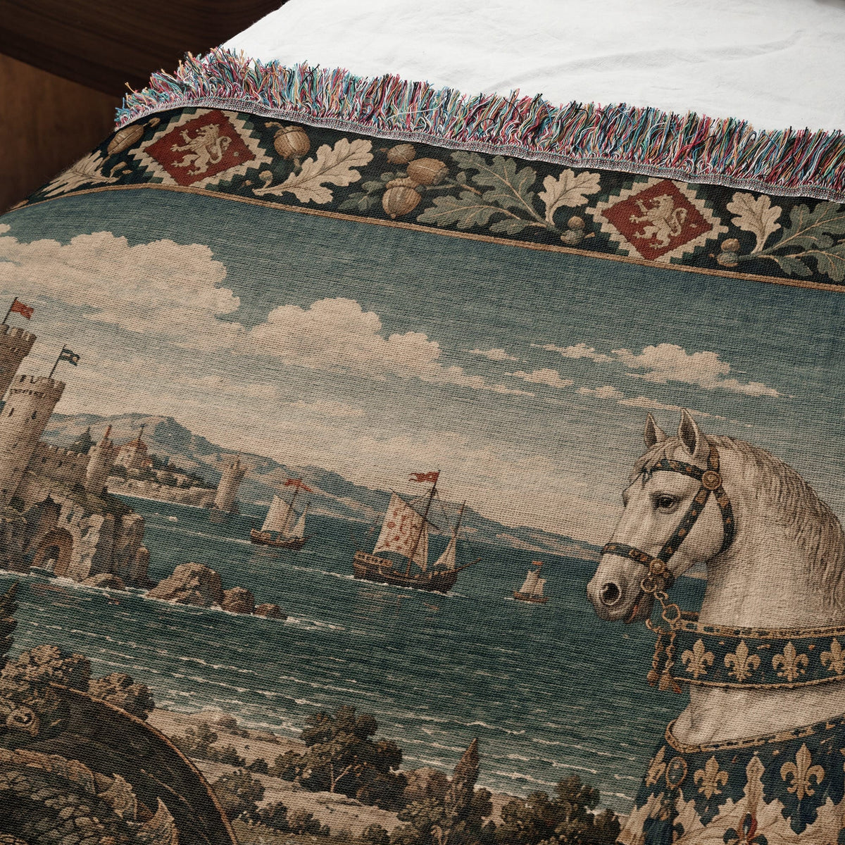CalmNestStyle Saint George Guardian at Dawn jacquard woven blanket