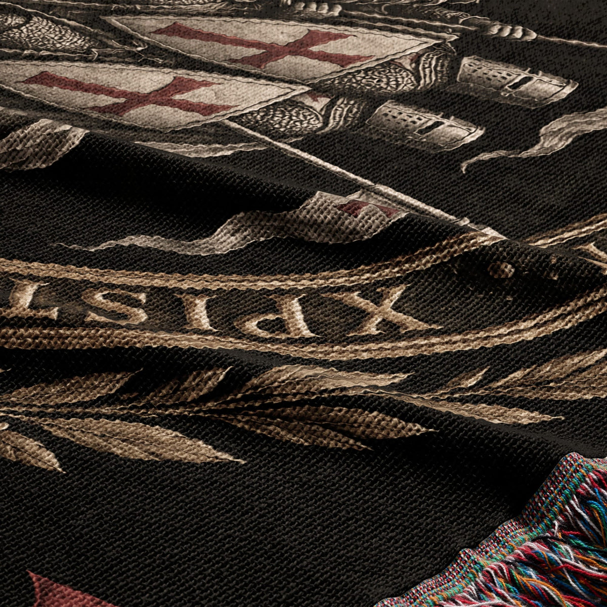CalmNestStyle Sigillum Militum Xpisti Templar Seal in Silver jacquard woven blanket