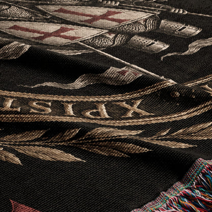 CalmNestStyle Sigillum Militum Xpisti Templar Seal in Silver jacquard woven blanket