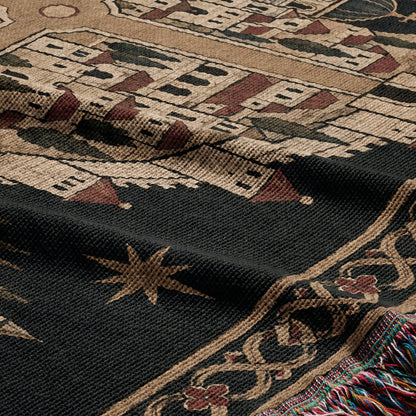 CalmNestStyle Crusader Jerusalem Round Map I Under the Star jacquard woven blanket